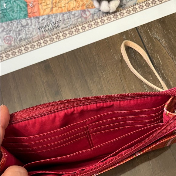 Coach Red and Tan Plaid Wristlet - Picture 6 of 10